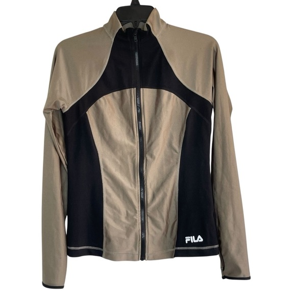 Fila Sport Womens Black Gold Zip Jacket Size Small - Picture 1 of 9